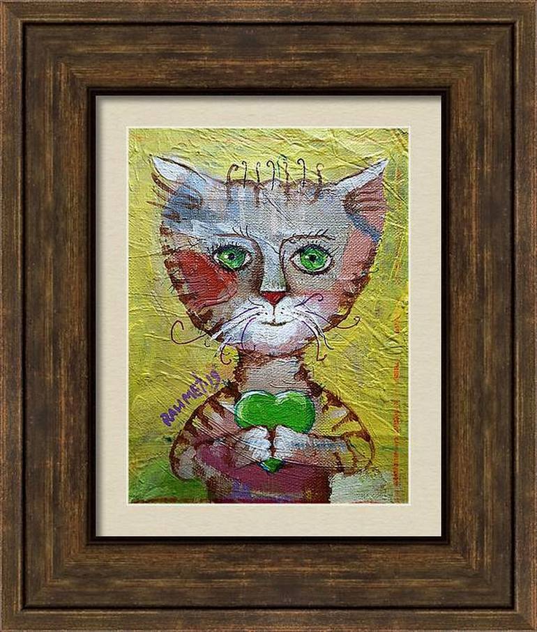 Original Impressionism Cats Painting by Rakhmet Redzhepov