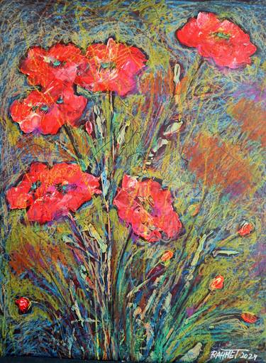 Print of Expressionism Floral Paintings by Rakhmet Redzhepov