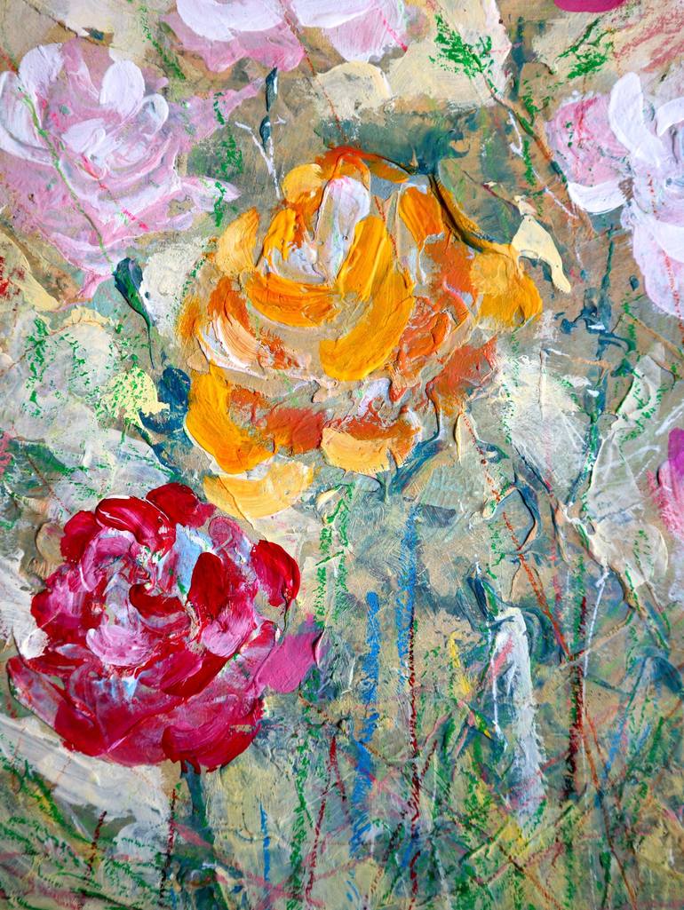 Original Expressionism Floral Painting by Rakhmet Redzhepov