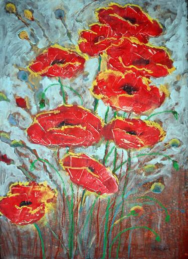 Original Expressionism Floral Paintings by Rakhmet Redzhepov