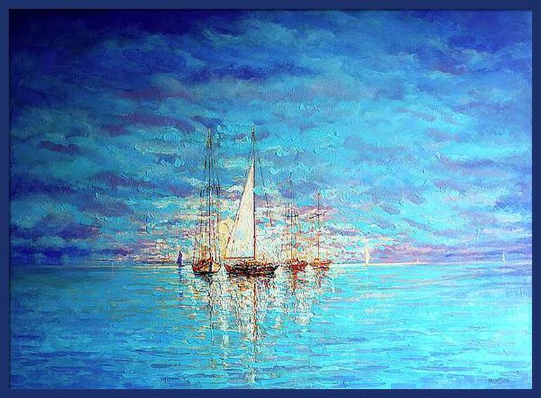 Original Expressionism Seascape Painting by Rakhmet Redzhepov