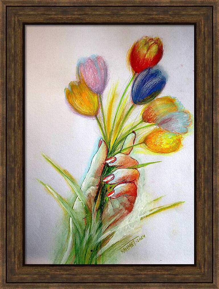 Original Expressionism Floral Painting by Rakhmet Redzhepov