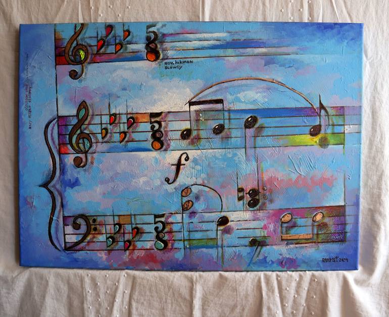 Original Abstract Expressionism Music Painting by Rakhmet Redzhepov