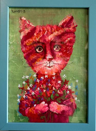 Original Expressionism Cats Paintings by Rakhmet Redzhepov