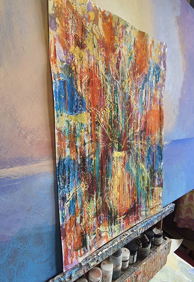 Original Expressionism Floral Painting by Rakhmet Redzhepov