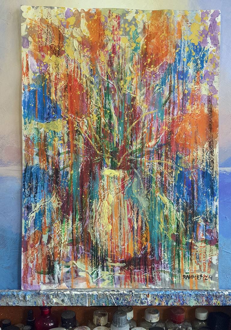 Original Expressionism Floral Painting by Rakhmet Redzhepov