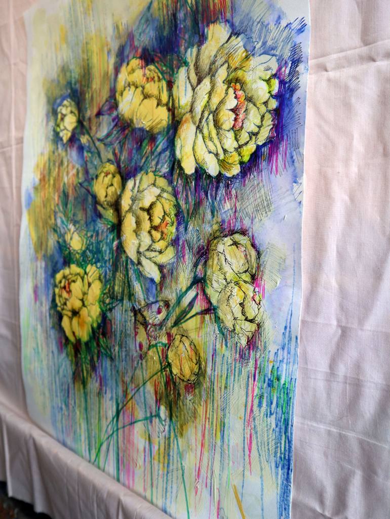 Original Expressionism Floral Painting by Rakhmet Redzhepov