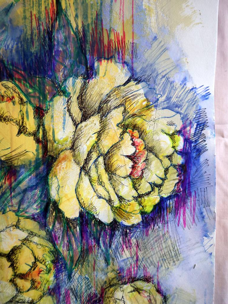 Original Expressionism Floral Painting by Rakhmet Redzhepov