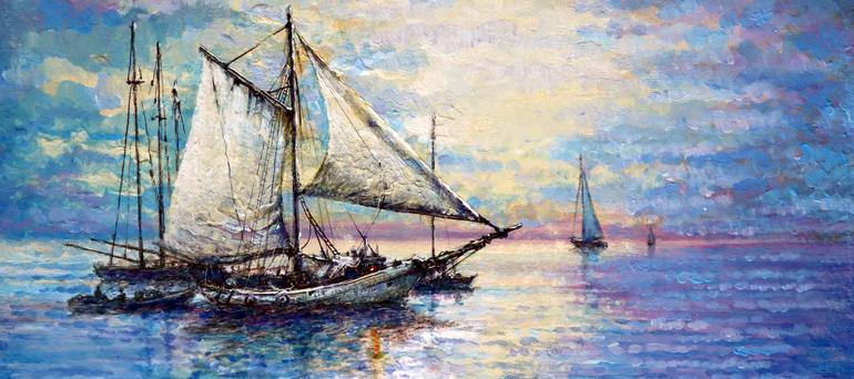 Original Impressionism Seascape Painting by Rakhmet Redzhepov