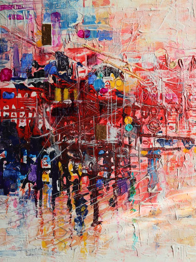 Original Abstract Expressionism Cities Painting by Rakhmet Redzhepov