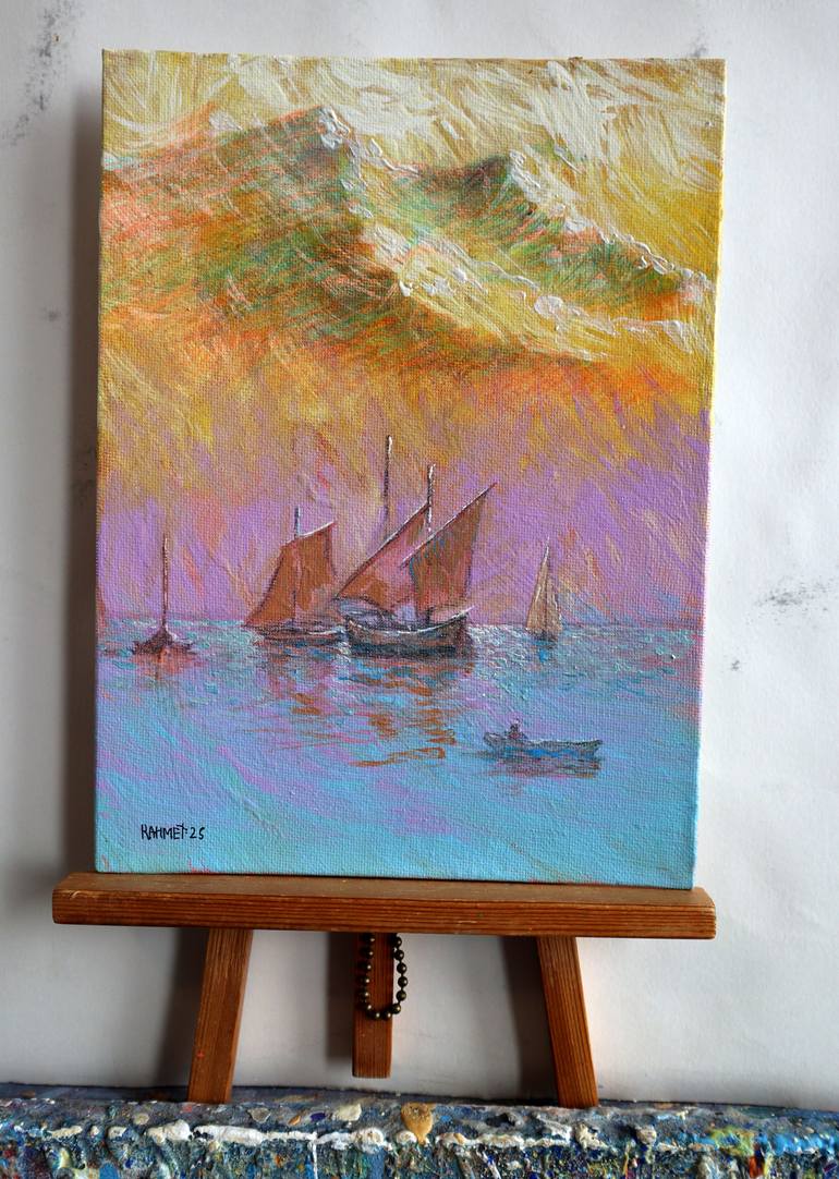 Original Expressionism Seascape Painting by Rakhmet Redzhepov