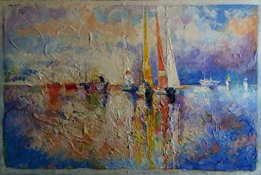 Print of Expressionism Sailboat Paintings by Rakhmet Redzhepov