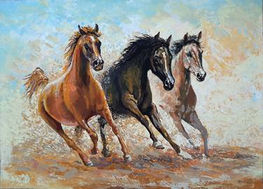 Print of Expressionism Horse Paintings by Rakhmet Redzhepov