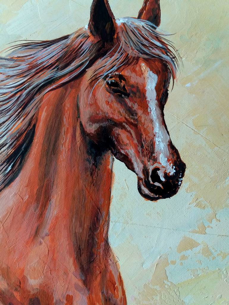 Original Impressionism Horse Painting by Rakhmet Redzhepov