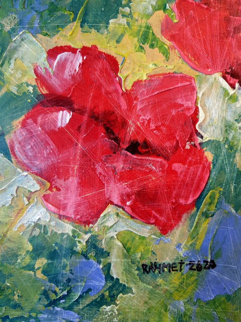 Original Abstract Expressionism Floral Painting by Rakhmet Redzhepov