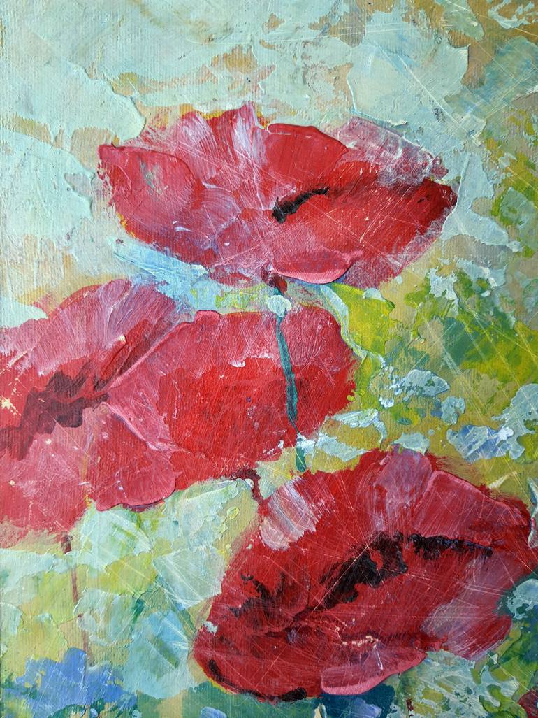 Original Abstract Expressionism Floral Painting by Rakhmet Redzhepov