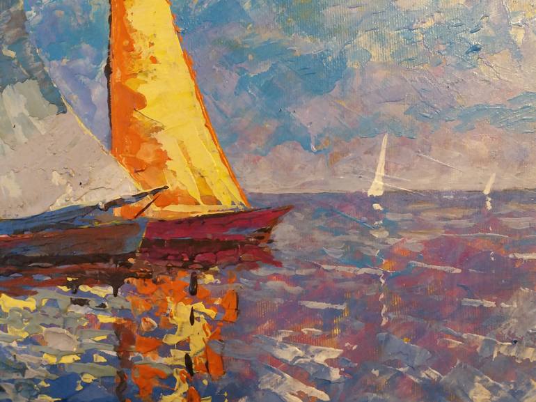 Original Impressionism Seascape Painting by Rakhmet Redzhepov