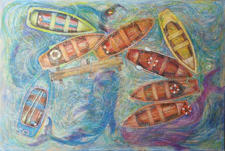 Original Boat Painting by Rakhmet Redzhepov