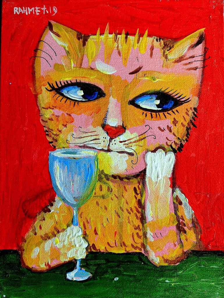 Original Cats Painting by Rakhmet Redzhepov