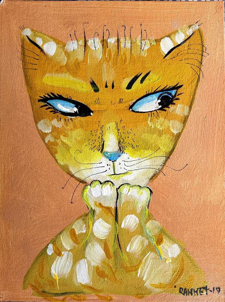 Original Cats Painting by Rakhmet Redzhepov