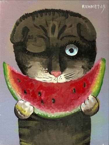Original Dada Cats Paintings by Rakhmet Redzhepov