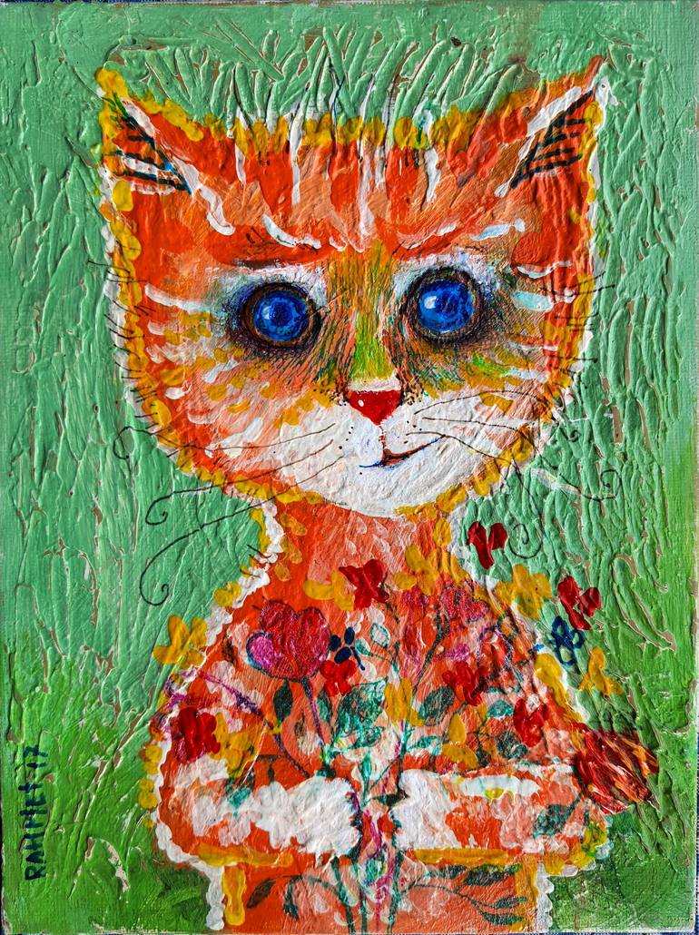 Original Cats Painting by Rakhmet Redzhepov