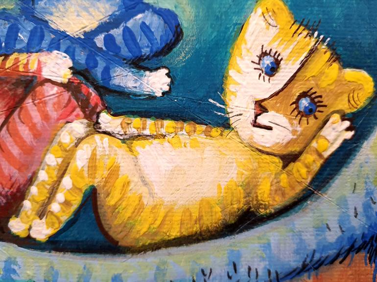 Original Dada Cats Painting by Rakhmet Redzhepov