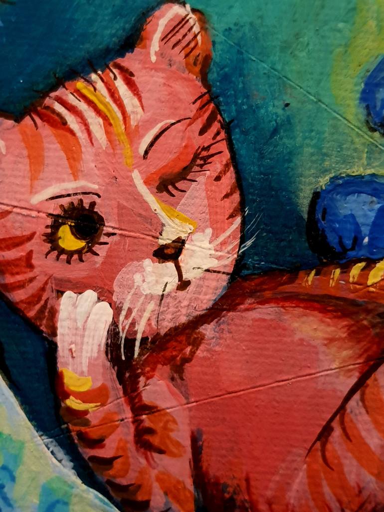 Original Cats Painting by Rakhmet Redzhepov