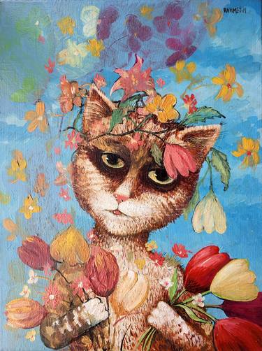 Original Cats Paintings by Rakhmet Redzhepov