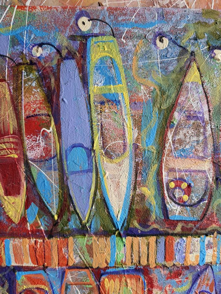 Original Abstract Expressionism Boat Painting by Rakhmet Redzhepov