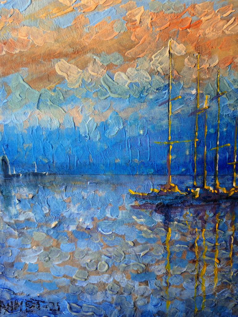 Original Impressionism Seascape Painting by Rakhmet Redzhepov