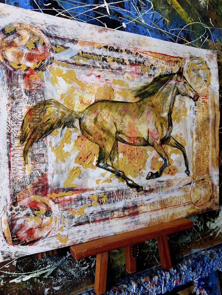 Original Abstract Expressionism Horse Drawing by Rakhmet Redzhepov
