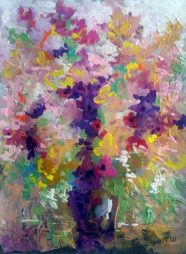 Original Abstract Expressionism Floral Paintings by Rakhmet Redzhepov