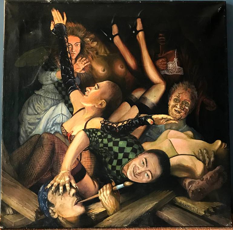 Original Surrealism People Painting by Rakhmet Redzhepov