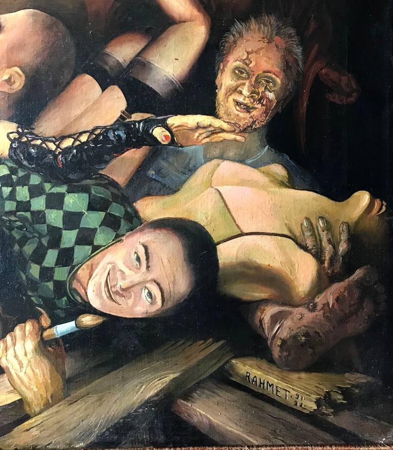 Original Surrealism People Painting by Rakhmet Redzhepov