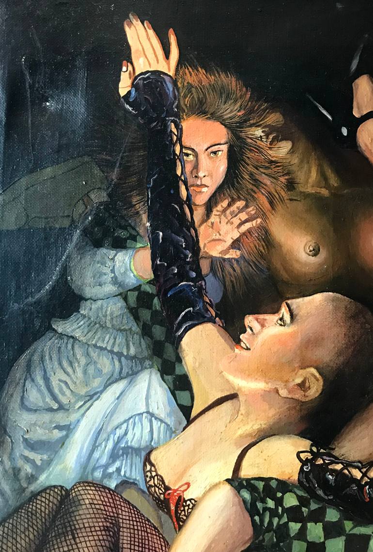 Original Surrealism People Painting by Rakhmet Redzhepov