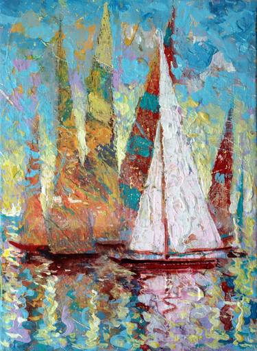Departure of Sailboats to the Sea. thumb