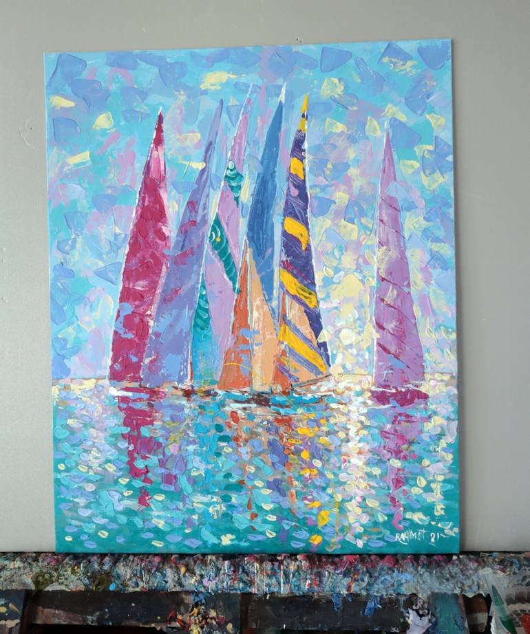 Original Expressionism Seascape Painting by Rakhmet Redzhepov