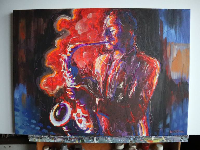 Original Expressionism Music Painting by Rakhmet Redzhepov