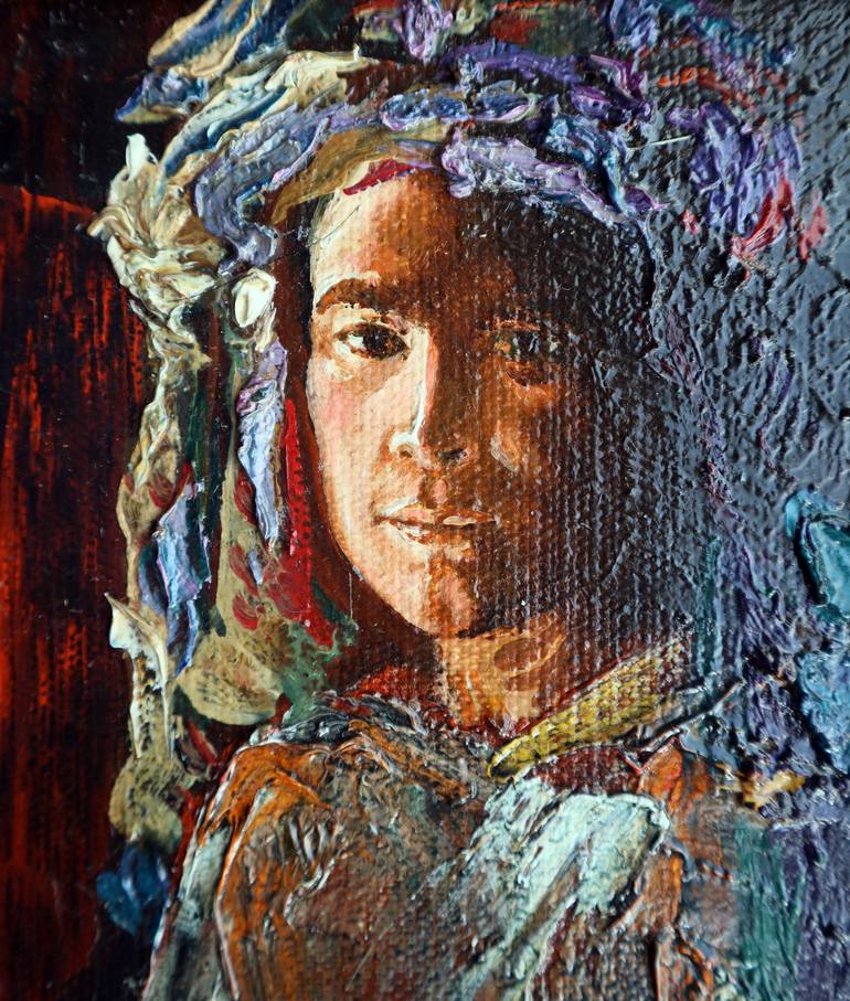 Original Impressionism Portrait Painting by Rakhmet Redzhepov