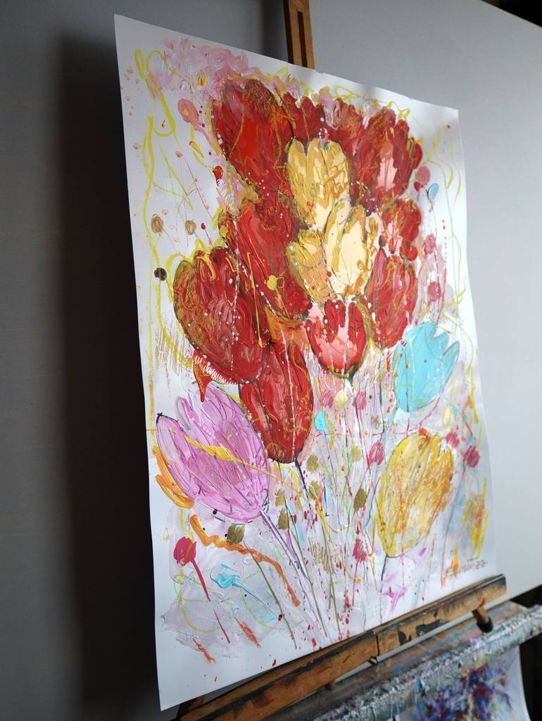 Original Abstract Expressionism Floral Painting by Rakhmet Redzhepov