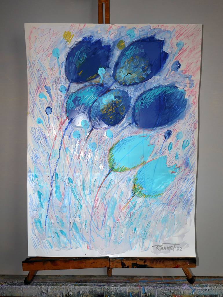 Original Abstract Expressionism Floral Painting by Rakhmet Redzhepov