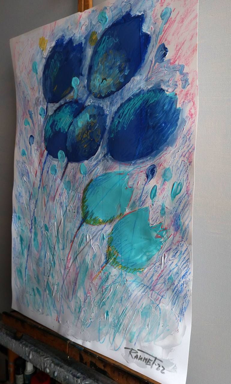Original Abstract Expressionism Floral Painting by Rakhmet Redzhepov