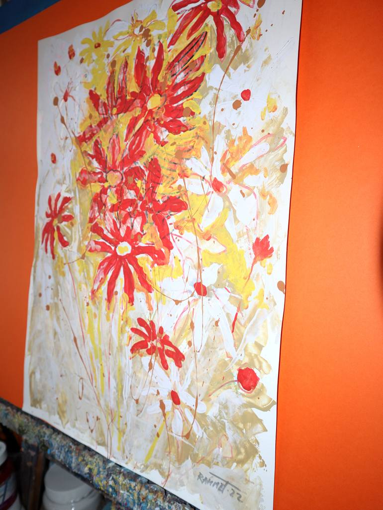 Original Abstract Expressionism Floral Painting by Rakhmet Redzhepov