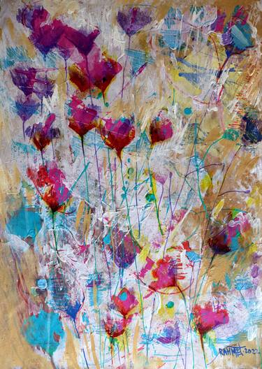 Original Abstract Expressionism Floral Paintings by Rakhmet Redzhepov