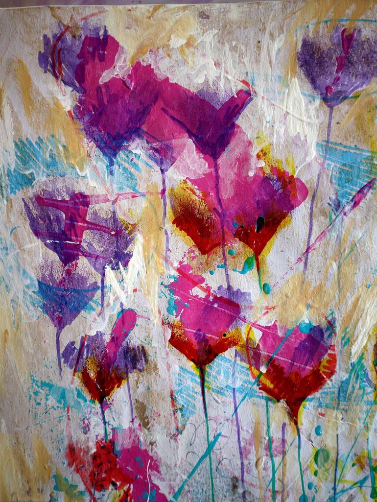 Original Abstract Expressionism Floral Painting by Rakhmet Redzhepov