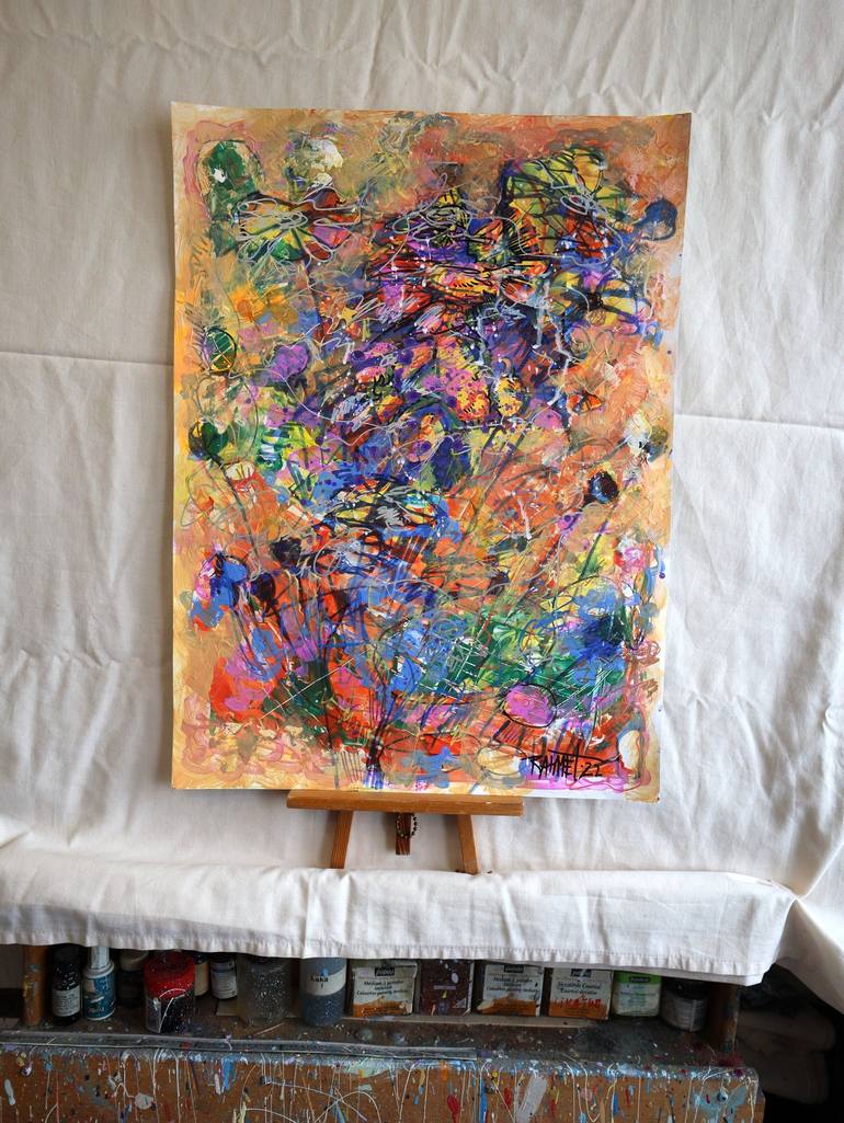 Original Abstract Expressionism Floral Painting by Rakhmet Redzhepov