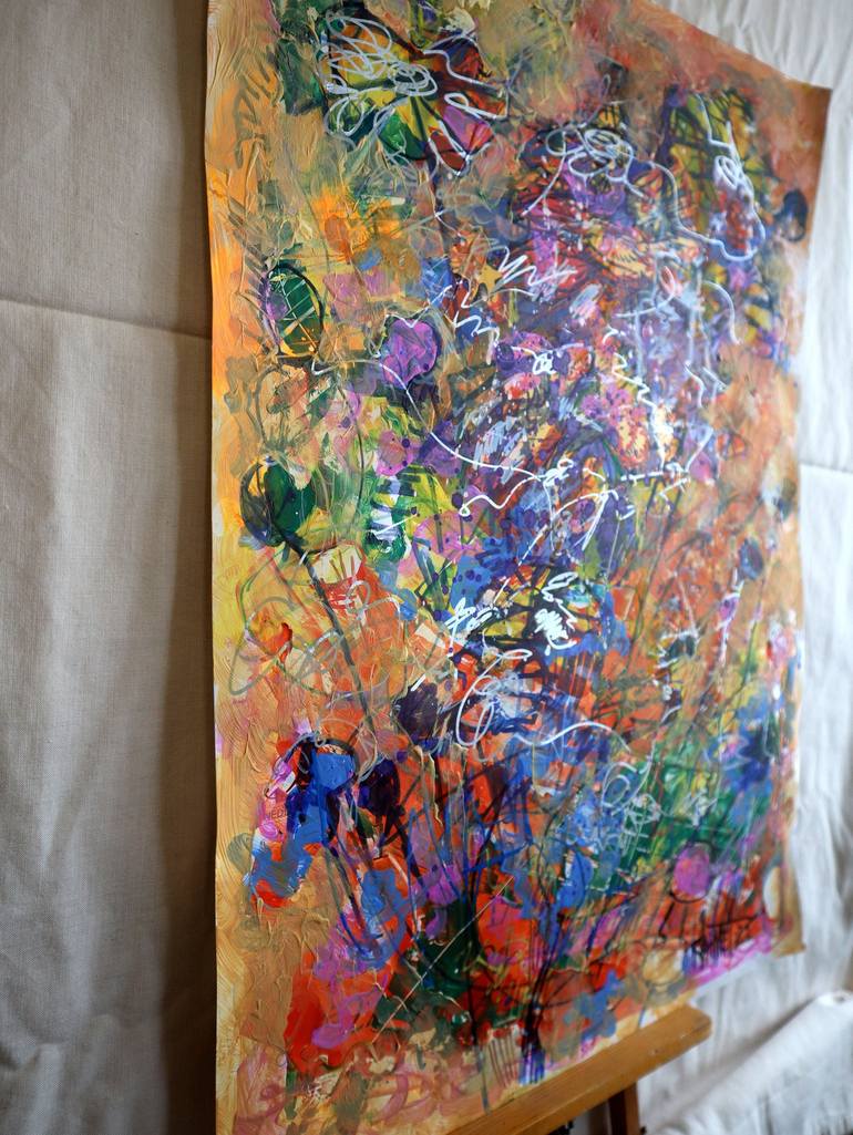 Original Abstract Expressionism Floral Painting by Rakhmet Redzhepov