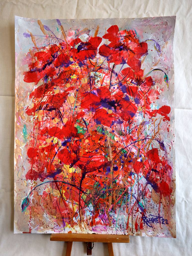 Original Abstract Expressionism Floral Painting by Rakhmet Redzhepov