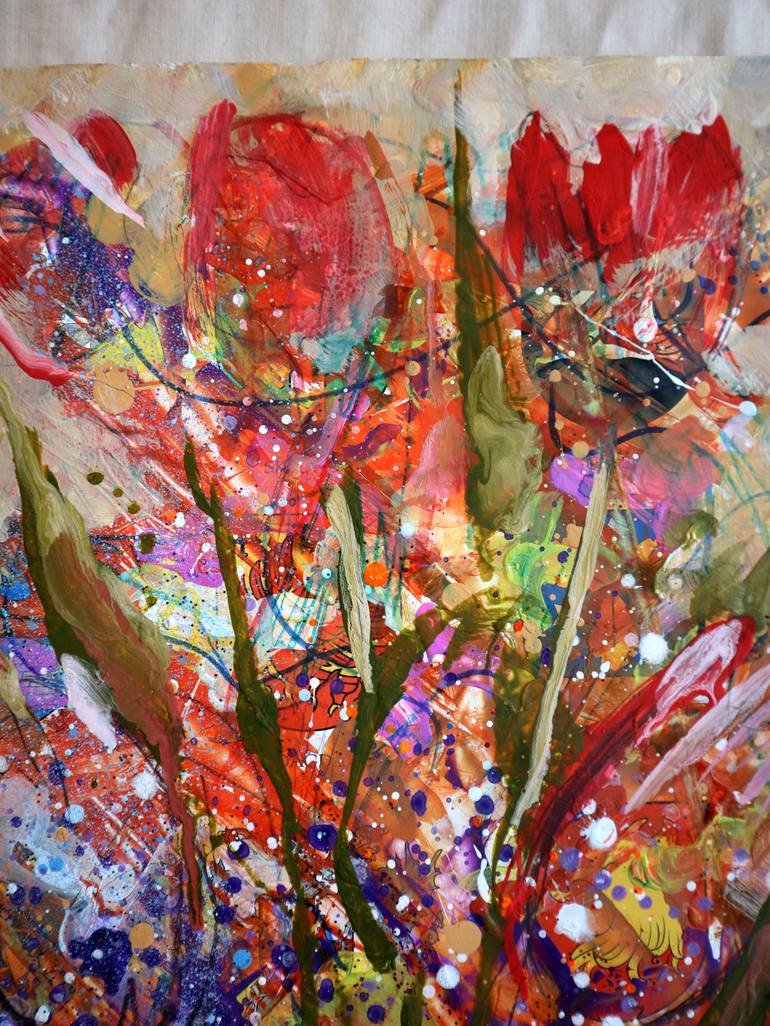 Original Abstract Expressionism Floral Painting by Rakhmet Redzhepov